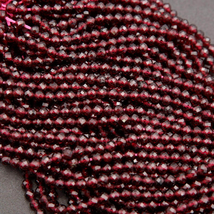 Red Garnet A · Microfaceted · Round · 2mm, 3mm, 4mm, Tejas Beads, Beads