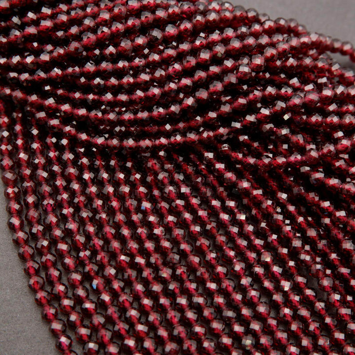 Red Garnet A · Microfaceted · Round · 2mm, 3mm, 4mm, Tejas Beads, Beads