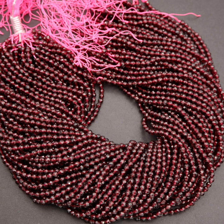 Red Garnet A · Microfaceted · Round · 2mm, 3mm, 4mm, Tejas Beads, Beads