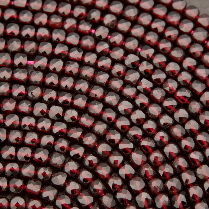Red Garnet A · Microfaceted · Cube · 4mm, Tejas Beads, Beads