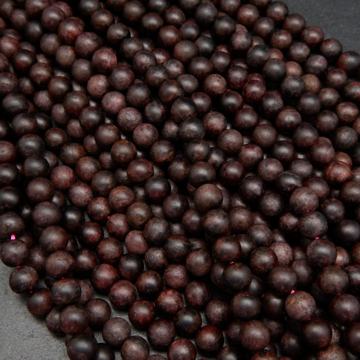 Red garnet matte finish beads.