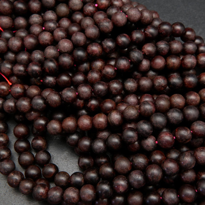 Red garnet matte finish beads.