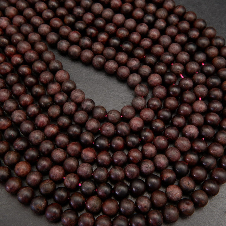 Red garnet matte finish beads.