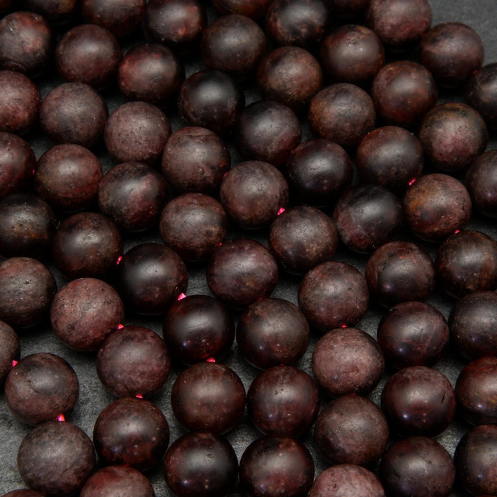 Red garnet matte finish beads.