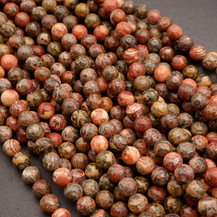 Red Leopard Skin Jasper · Smooth · Round · 4mm, 6mm, 8mm, 10mm, Tejas Beads, Beads