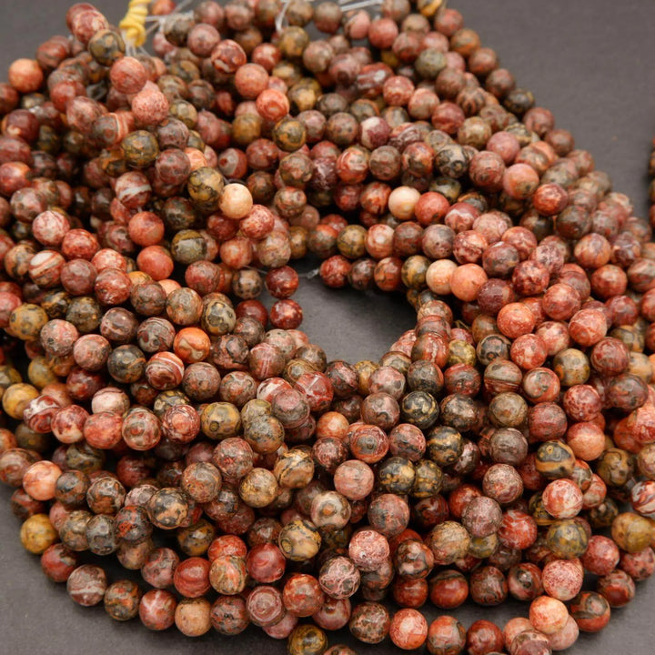 Red Leopard Skin Jasper · Smooth · Round · 4mm, 6mm, 8mm, 10mm, Tejas Beads, Beads