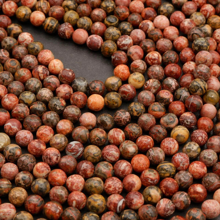 Red Leopard Skin Jasper · Smooth · Round · 4mm, 6mm, 8mm, 10mm, Tejas Beads, Beads