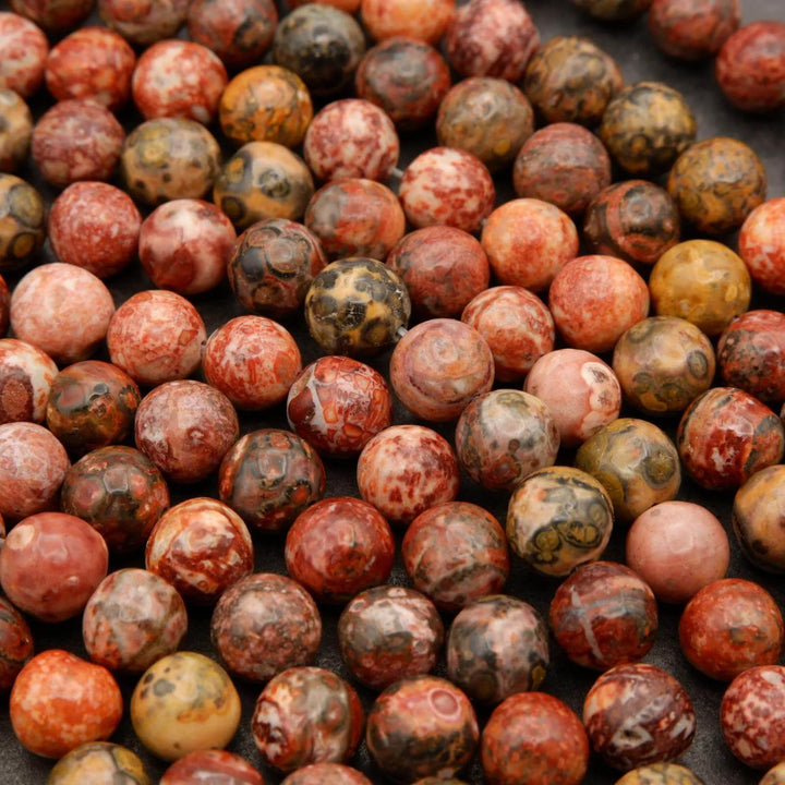 Red Leopard Skin Jasper · Smooth · Round · 4mm, 6mm, 8mm, 10mm, Tejas Beads, Beads