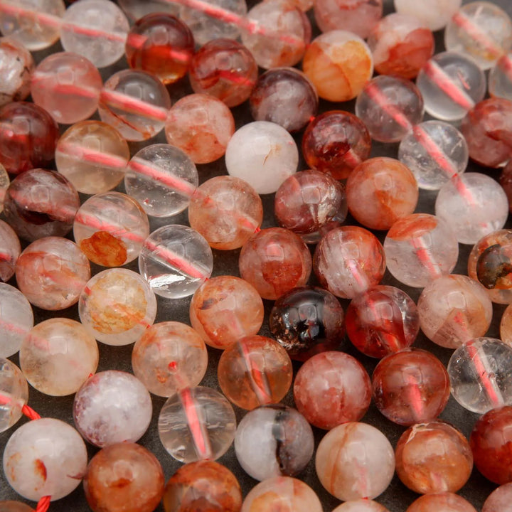 Red Lepidocrocite Hematoid Quartz · Smooth · Round · 6mm, 8mm, 10mm, Tejas Beads, Beads