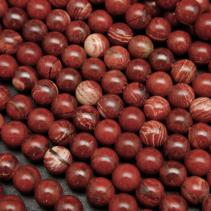 Red snakeskin jasper beads.
