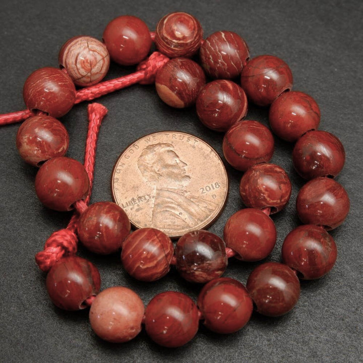 Red Snakeskin Jasper · Smooth · Round · 6mm, 8mm, 10mm · Large Hole · 1/2 Strand, Tejas Beads, Beads