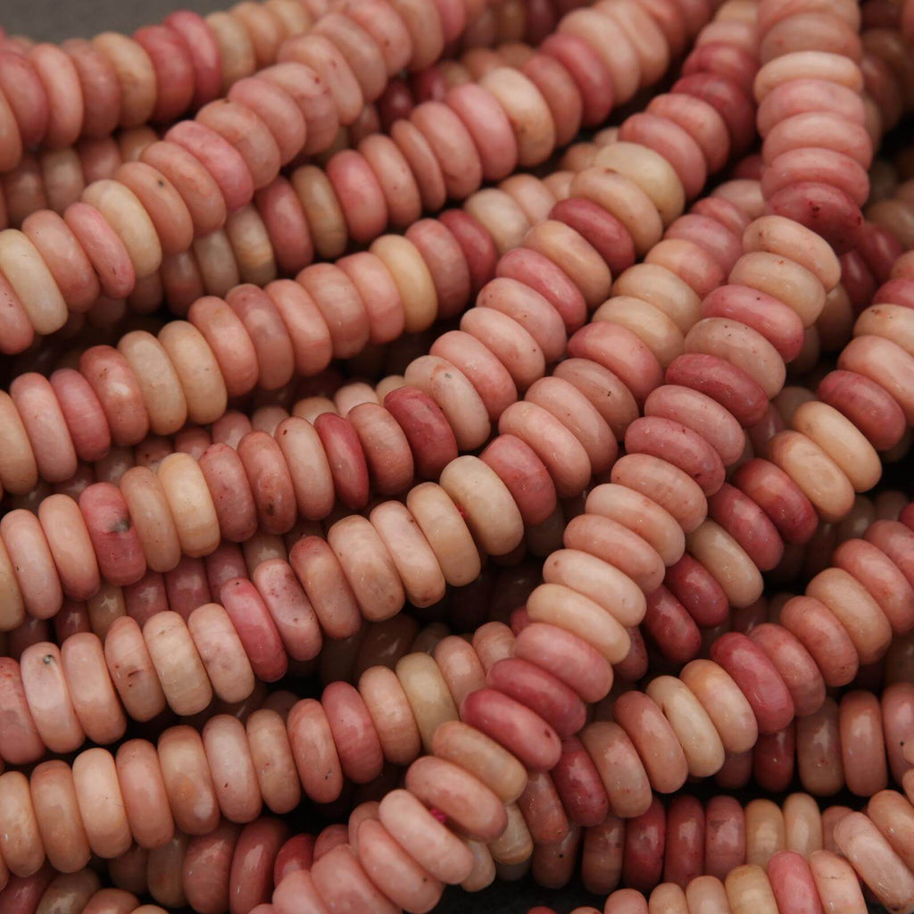 Close-up of pink and red glass beads