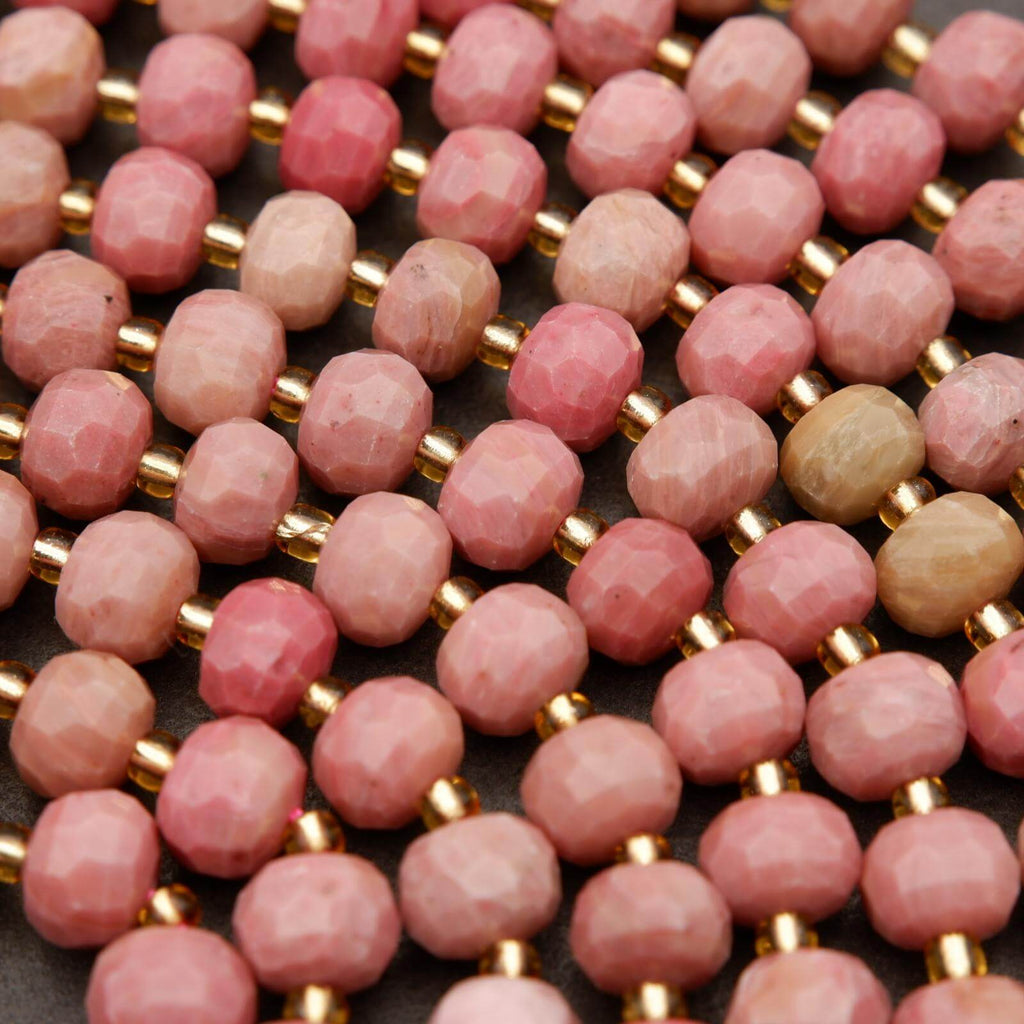 Pink Wood Rhodonite · Faceted · Rondelle · 6x8mm, Tejas Beads, Beads