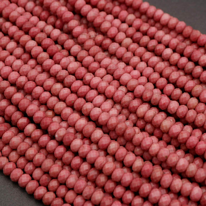 Pink Rhodonite A · Faceted · Rondelle · 6mm, 8mm, Tejas Beads, Beads