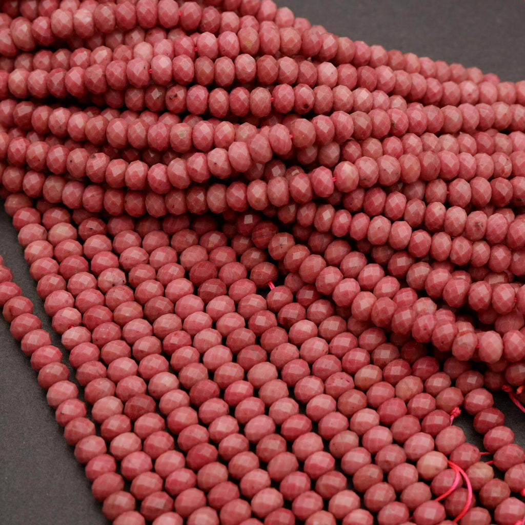 Pink Rhodonite A · Faceted · Rondelle · 6mm, 8mm, Tejas Beads, Beads