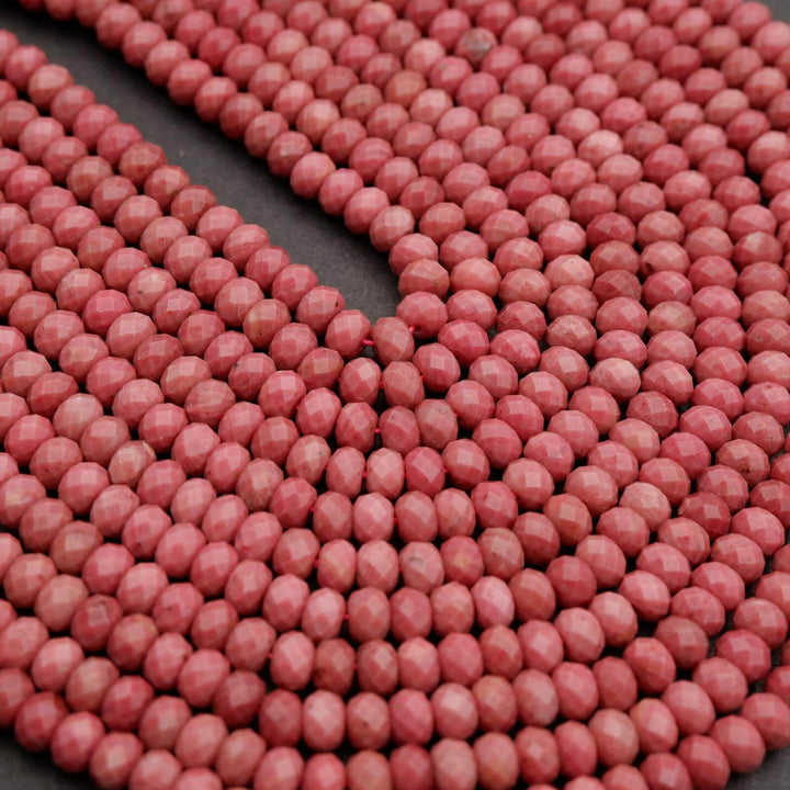 Pink Rhodonite A · Faceted · Rondelle · 6mm, 8mm, Tejas Beads, Beads