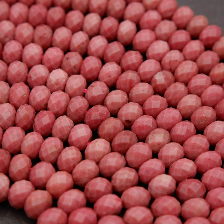 Pink Rhodonite A · Faceted · Rondelle · 6mm, 8mm, Tejas Beads, Beads
