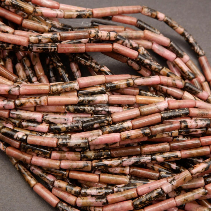 Rhodonite w Matrix · Smooth · Tube · 4mm, Tejas Beads, Beads