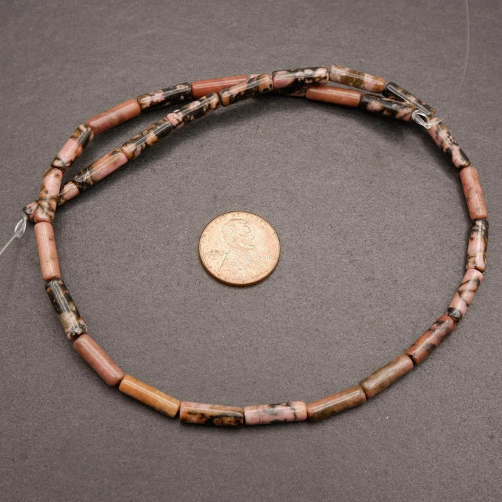 Rhodonite w Matrix · Smooth · Tube · 4mm, Tejas Beads, Beads