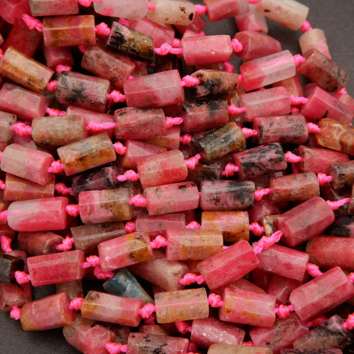 Madagascar Rhodonite · Smooth · Freeform Tube · 8mm, Tejas Beads, Beads