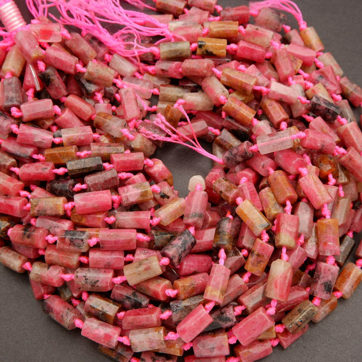 Madagascar Rhodonite · Smooth · Freeform Tube · 8mm, Tejas Beads, Beads