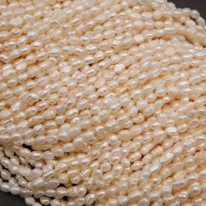 Freshwater Pearl · Keshi Rice · White · 4mm, Tejas Beads, Beads