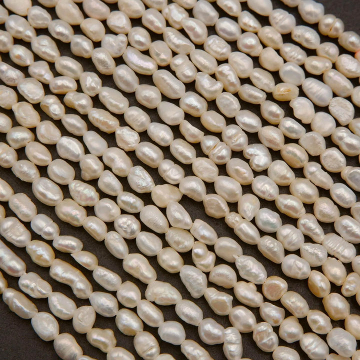 Freshwater Pearl · Keshi Rice · White · 4mm, Tejas Beads, Beads