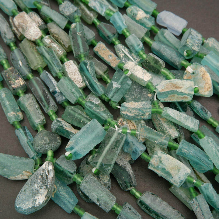 Roman Glass · Matte · Freeform Tube · Graduated 7mm to 10mm, Tejas Beads, Beads
