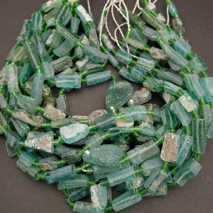 Roman Glass · Matte · Freeform Tube · Graduated 7mm to 10mm, Tejas Beads, Beads