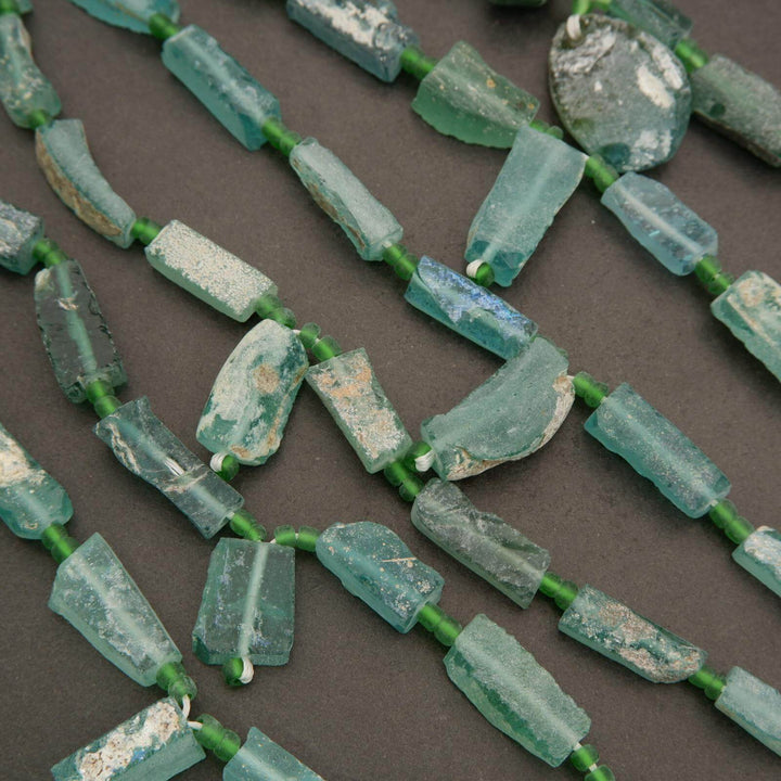 Roman Glass · Matte · Freeform Tube · Graduated 7mm to 10mm, Tejas Beads, Beads