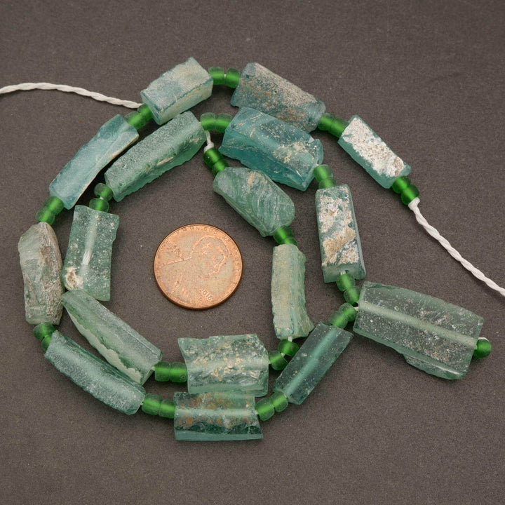 Roman Glass · Matte · Freeform Tube · Graduated 7mm to 10mm, Tejas Beads, Beads
