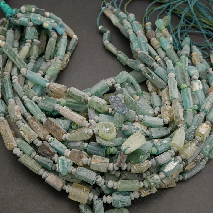 Roman Glass · Matte · Freeform Tube · Graduated 4mm to 10mm, Tejas Beads, Beads