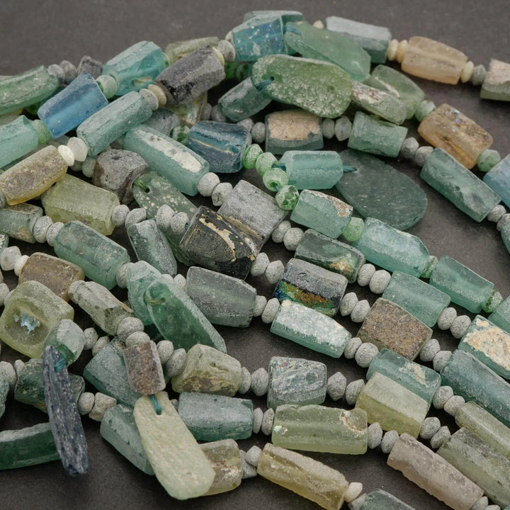 Roman Glass · Matte · Freeform Tube · Graduated 4mm to 10mm, Tejas Beads, Beads
