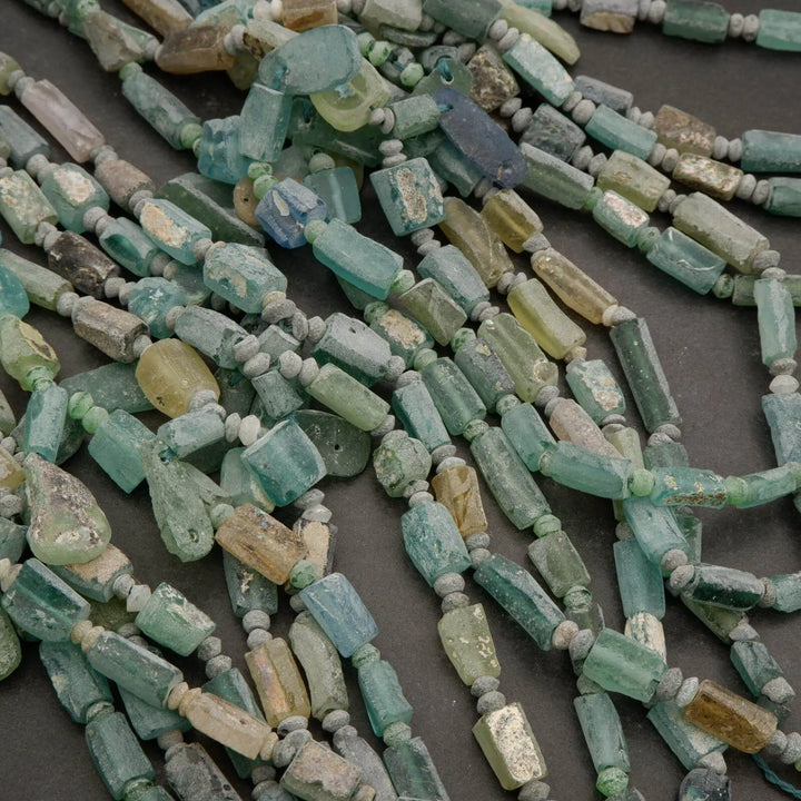Roman Glass · Matte · Freeform Tube · Graduated 4mm to 10mm, Tejas Beads, Beads