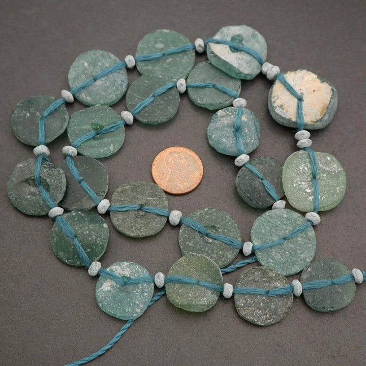 Roman Glass · Matte · Coin · Graduated, Tejas Beads, Beads