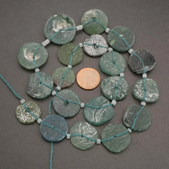 Roman Glass · Matte · Coin · Graduated, Tejas Beads, Beads