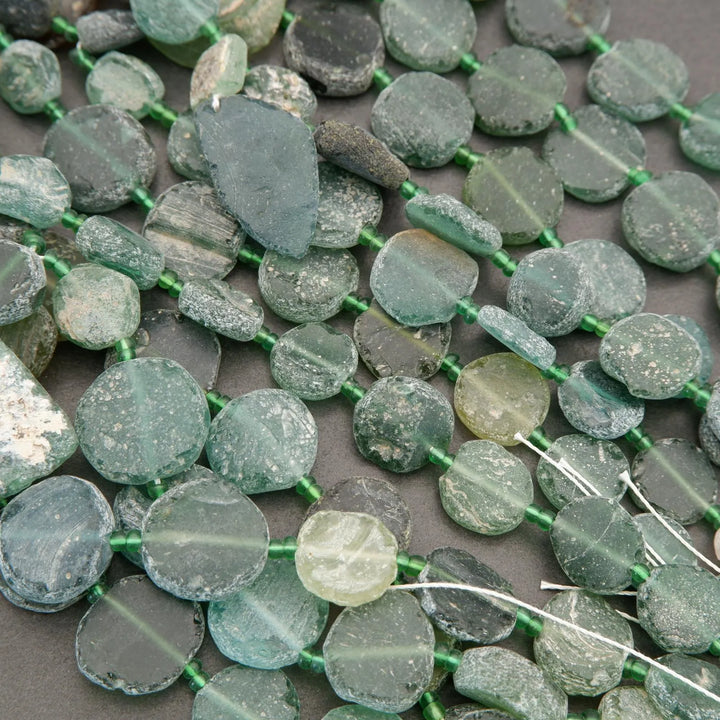 Roman Glass · Matte · Coin · Graduated 13mm to 19mm, Tejas Beads, Beads