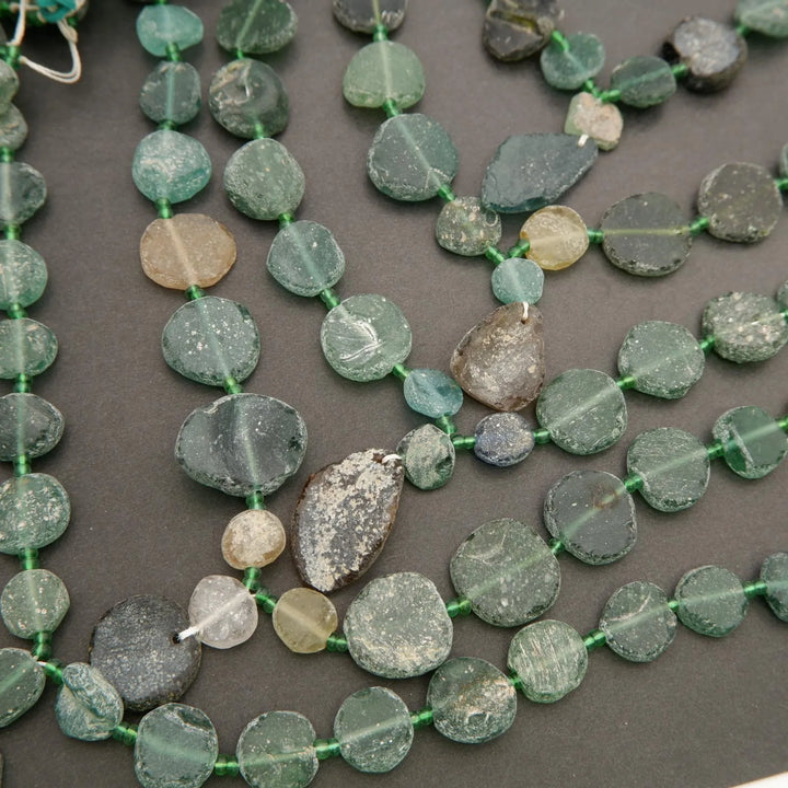 Roman Glass · Matte · Coin · Graduated 13mm to 19mm, Tejas Beads, Beads