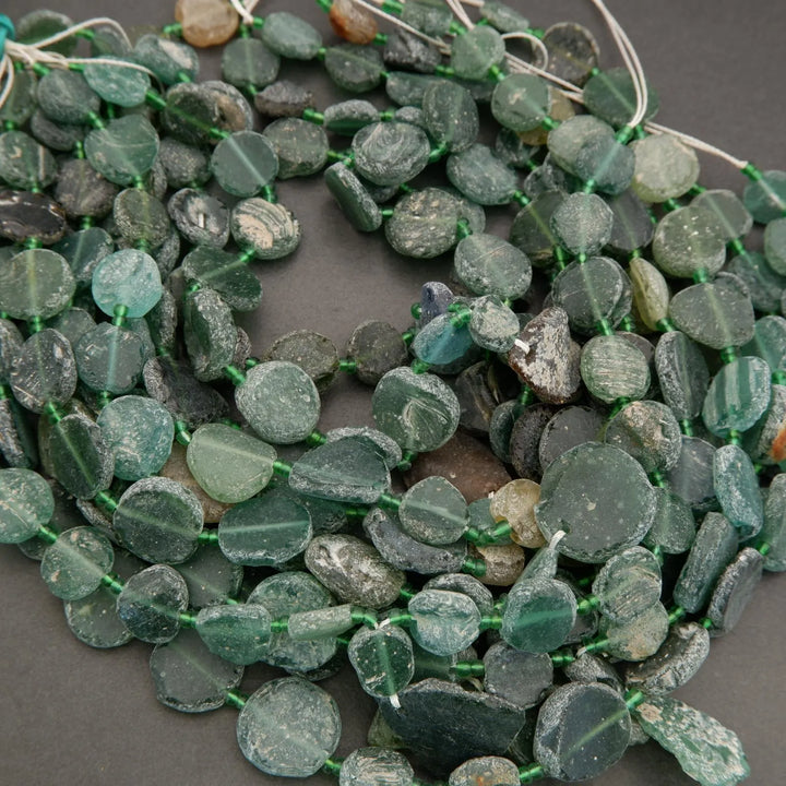 Roman Glass · Matte · Coin · Graduated 13mm to 19mm, Tejas Beads, Beads
