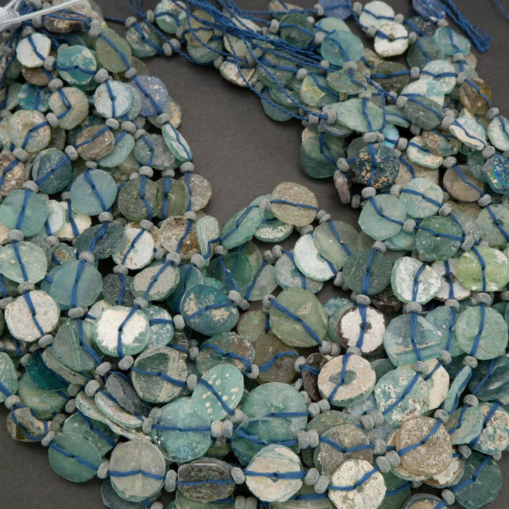Roman Glass · Matte · Coin · Graduated 12mm to 20mm, Tejas Beads, Beads