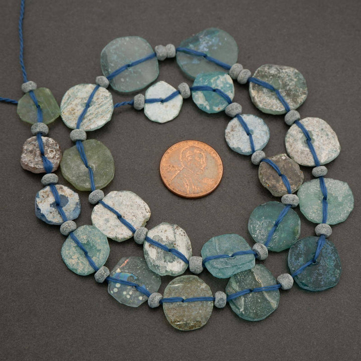 Roman Glass · Matte · Coin · Graduated 12mm to 20mm, Tejas Beads, Beads