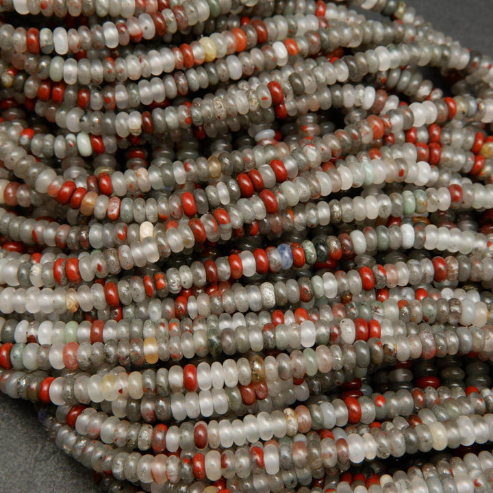 Grey and red African bloodstone beads.