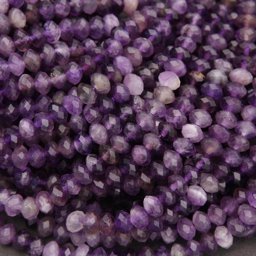 Close-up of purple faceted beads