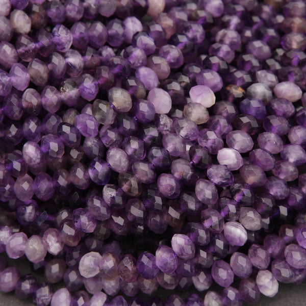 Close-up of purple faceted beads