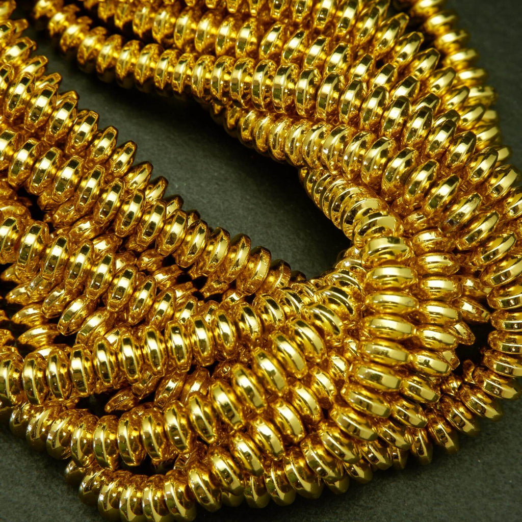 Gold Rondelle Disk Hematite Beads.