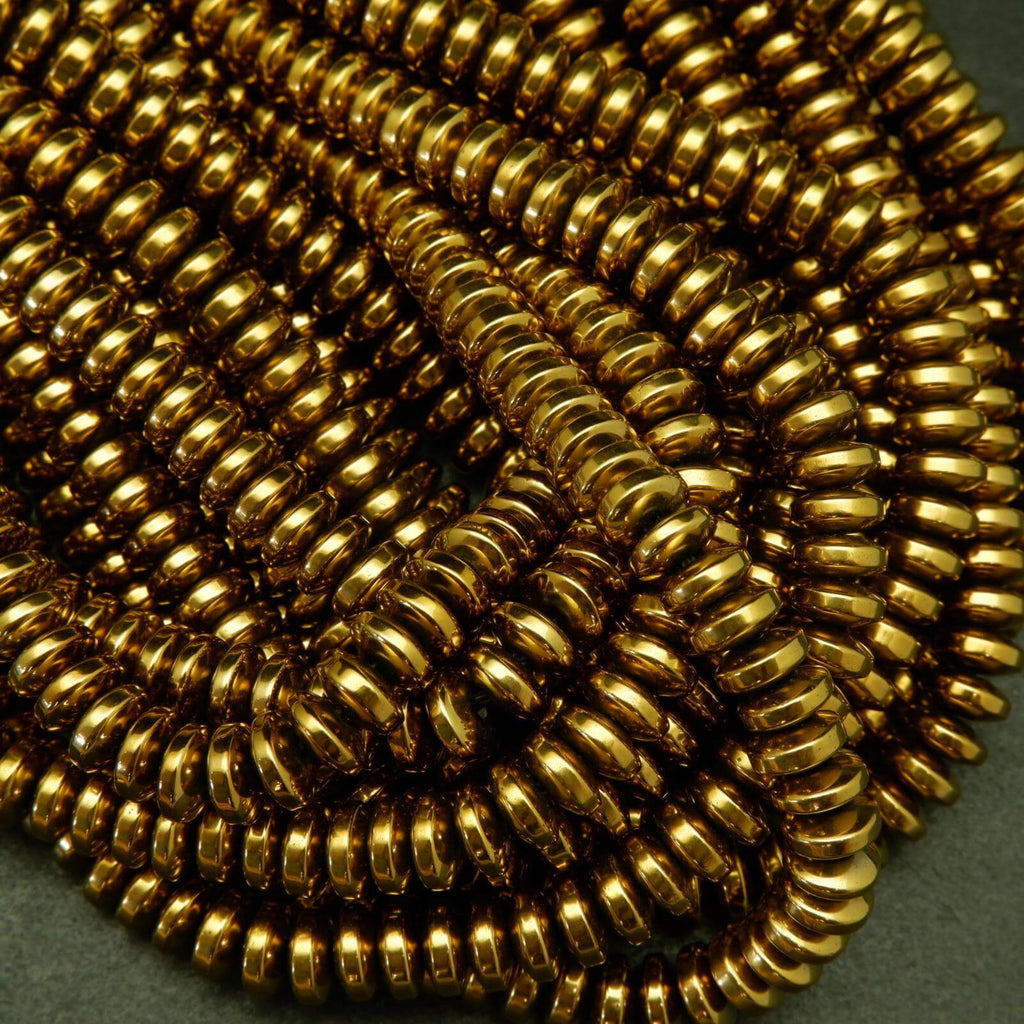 Deep Gold Rondelle Disk Hematite Beads.
