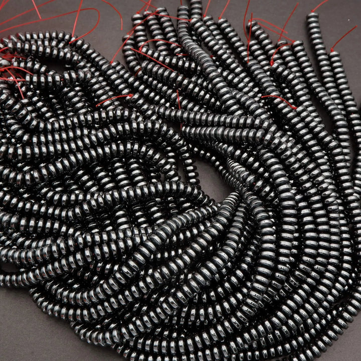 Hematite · Smooth · Rondelle Disk · 4x8mm, Tejas Beads, Beads