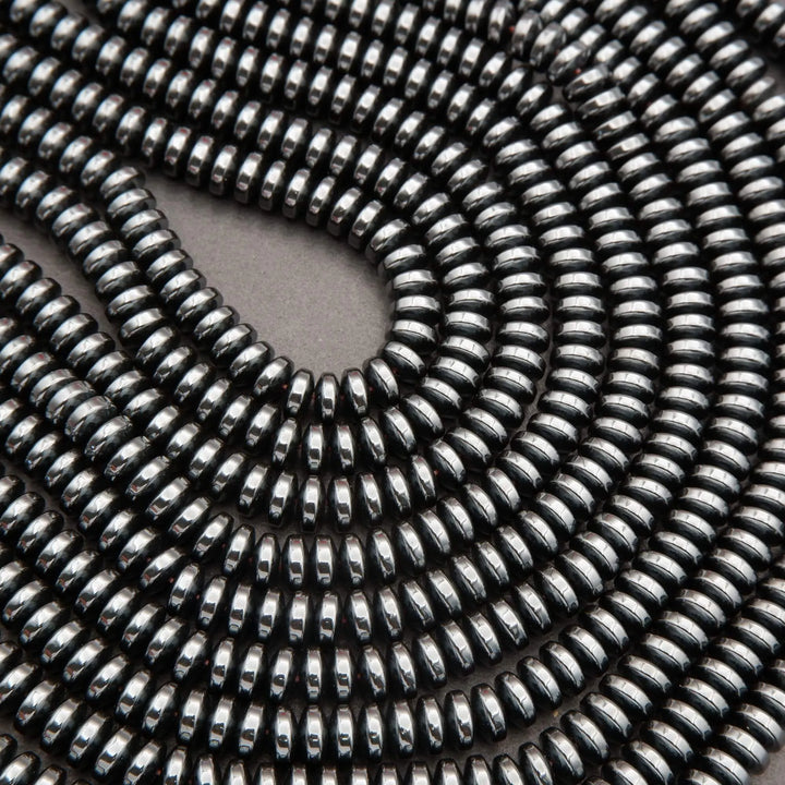 Hematite · Smooth · Rondelle Disk · 4x8mm, Tejas Beads, Beads