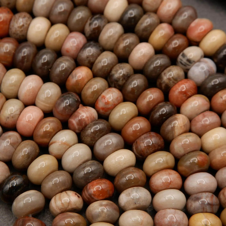 Petrified Wood · Smooth · Rondelle · 5x8mm, Tejas Beads, Beads