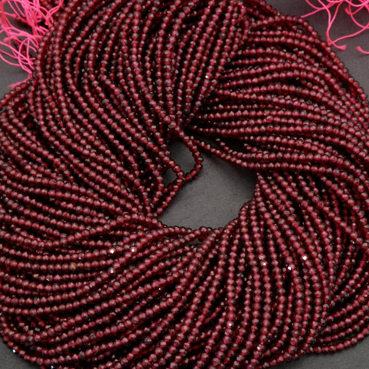 Red Garnet · Microfaceted · Rondelle · 3mm, Tejas Beads, Beads